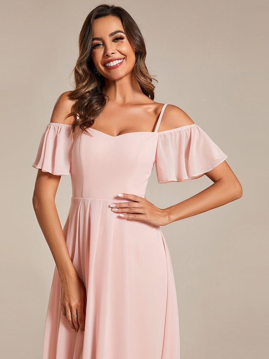 ever JORDANE|Spaghetti Strap Cold Shoulder Chiffon A-Line Midi Bridesmaid Dress