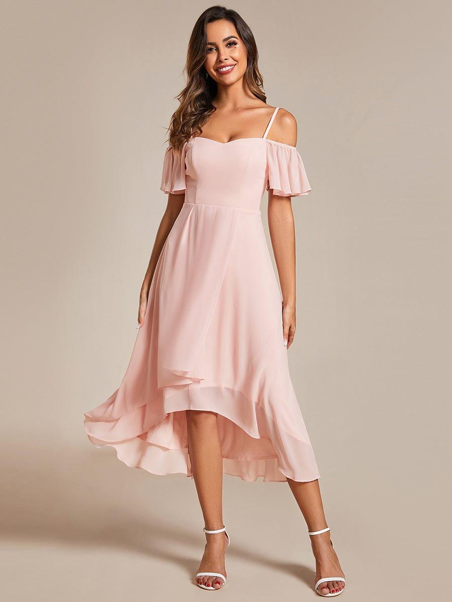 ever JORDANE|Spaghetti Strap Cold Shoulder Chiffon A-Line Midi Bridesmaid Dress
