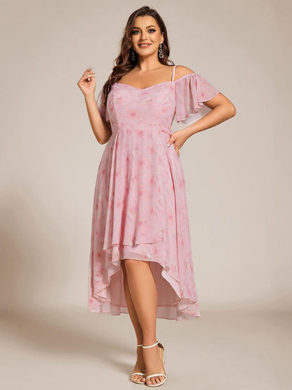 ever JORDANE|Spaghetti Strap Cold Shoulder Chiffon A-Line Midi Bridesmaid Dress