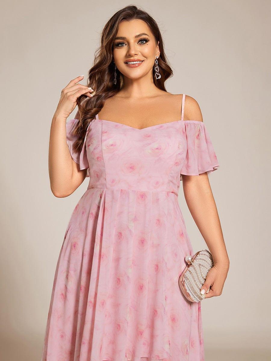 ever JORDANE|Spaghetti Strap Cold Shoulder Chiffon A-Line Midi Bridesmaid Dress