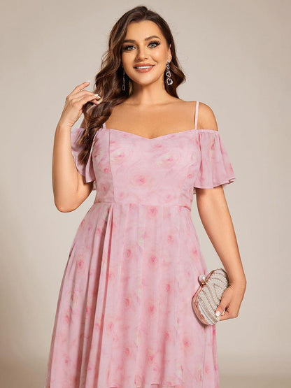 ever JORDANE|Spaghetti Strap Cold Shoulder Chiffon A-Line Midi Bridesmaid Dress