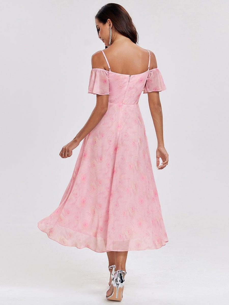 ever JORDANE|Spaghetti Strap Cold Shoulder Chiffon A-Line Midi Bridesmaid Dress