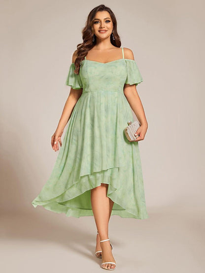 ever JORDANE|Spaghetti Strap Cold Shoulder Chiffon A-Line Midi Bridesmaid Dress