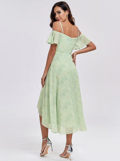 ever JORDANE|Spaghetti Strap Cold Shoulder Chiffon A-Line Midi Bridesmaid Dress