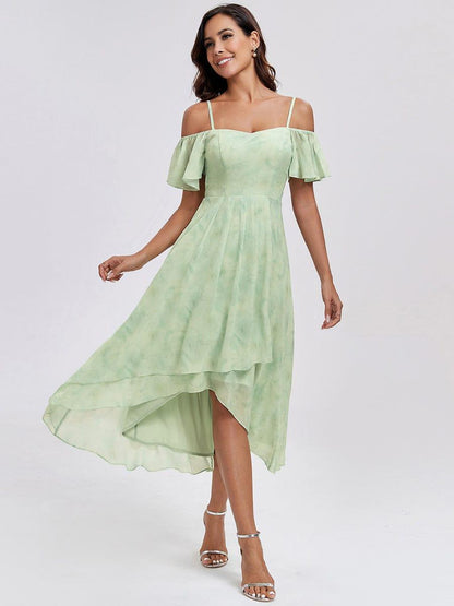 ever JORDANE|Spaghetti Strap Cold Shoulder Chiffon A-Line Midi Bridesmaid Dress