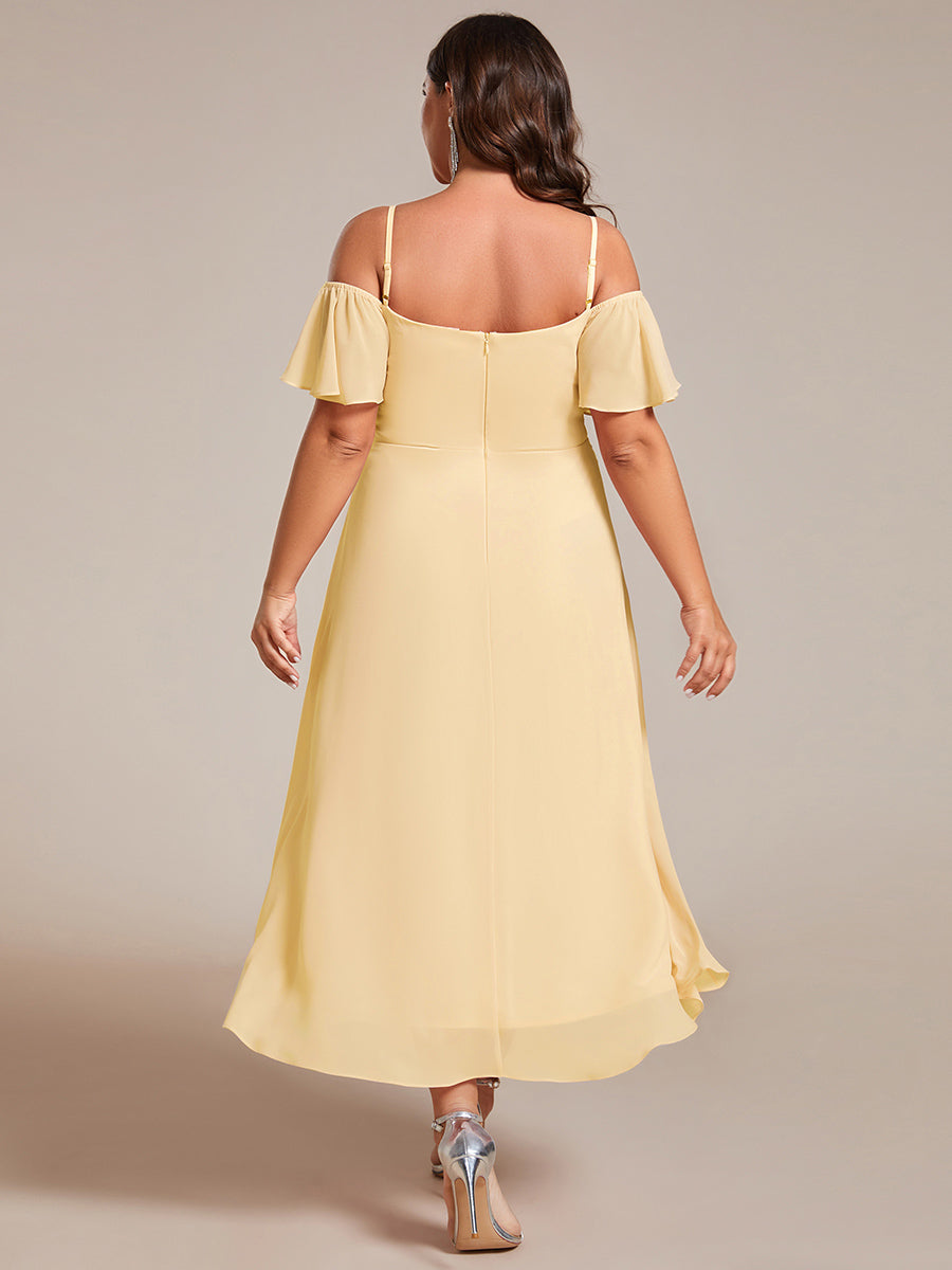 ever JORDANE|Spaghetti Strap Cold Shoulder Chiffon A-Line Midi Bridesmaid Dress