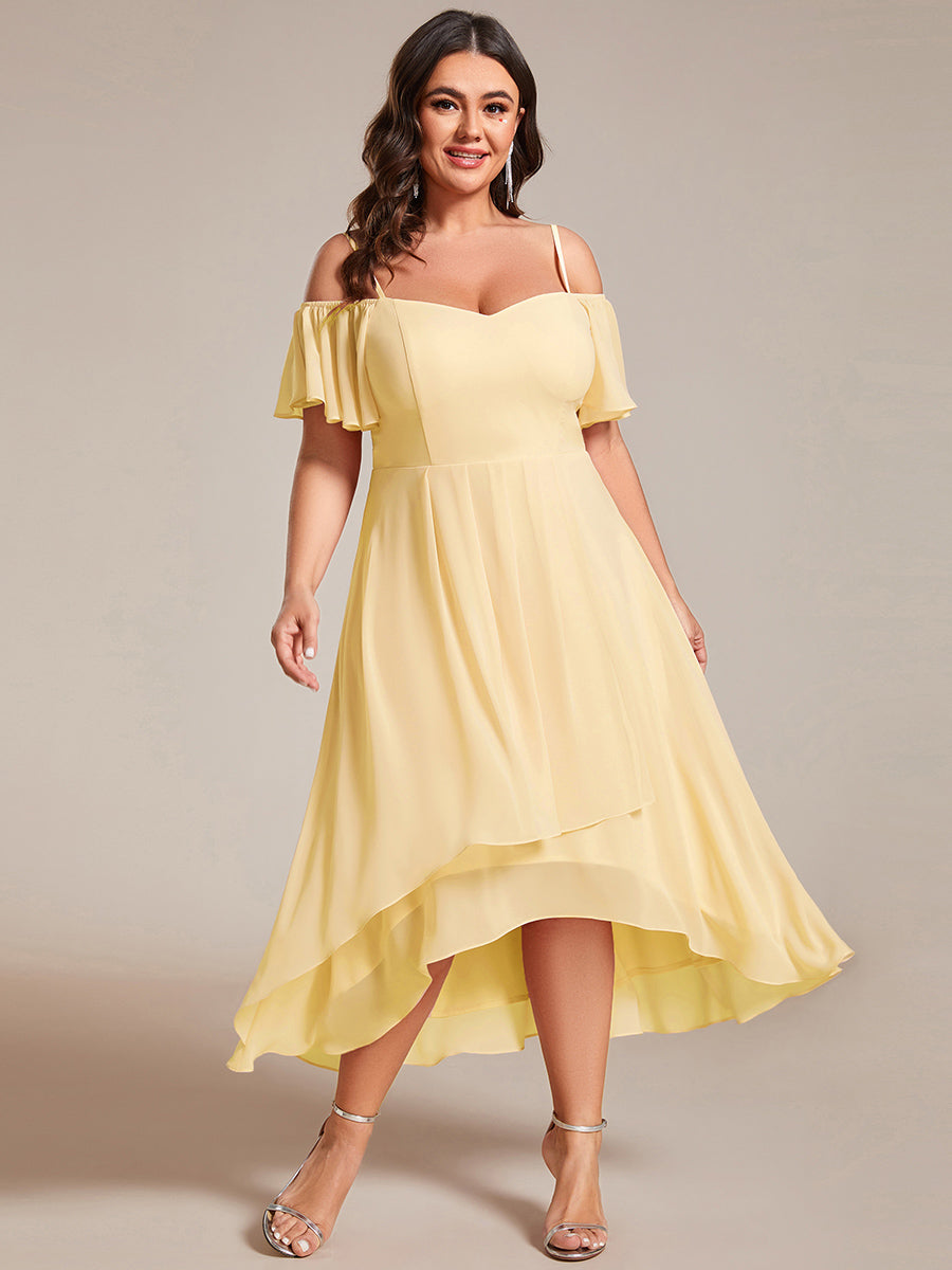 ever JORDANE|Spaghetti Strap Cold Shoulder Chiffon A-Line Midi Bridesmaid Dress