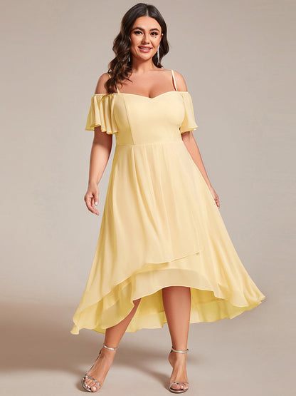 ever JORDANE|Spaghetti Strap Cold Shoulder Chiffon A-Line Midi Wedding Guest Dress