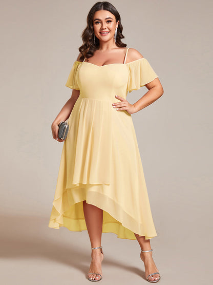 ever JORDANE|Spaghetti Strap Cold Shoulder Chiffon A-Line Midi Bridesmaid Dress