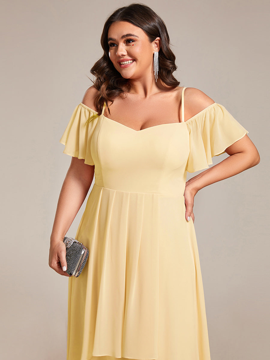 ever JORDANE|Spaghetti Strap Cold Shoulder Chiffon A-Line Midi Bridesmaid Dress