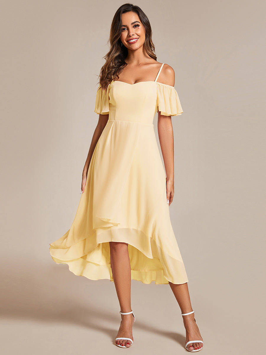 ever JORDANE|Spaghetti Strap Cold Shoulder Chiffon A-Line Midi Bridesmaid Dress