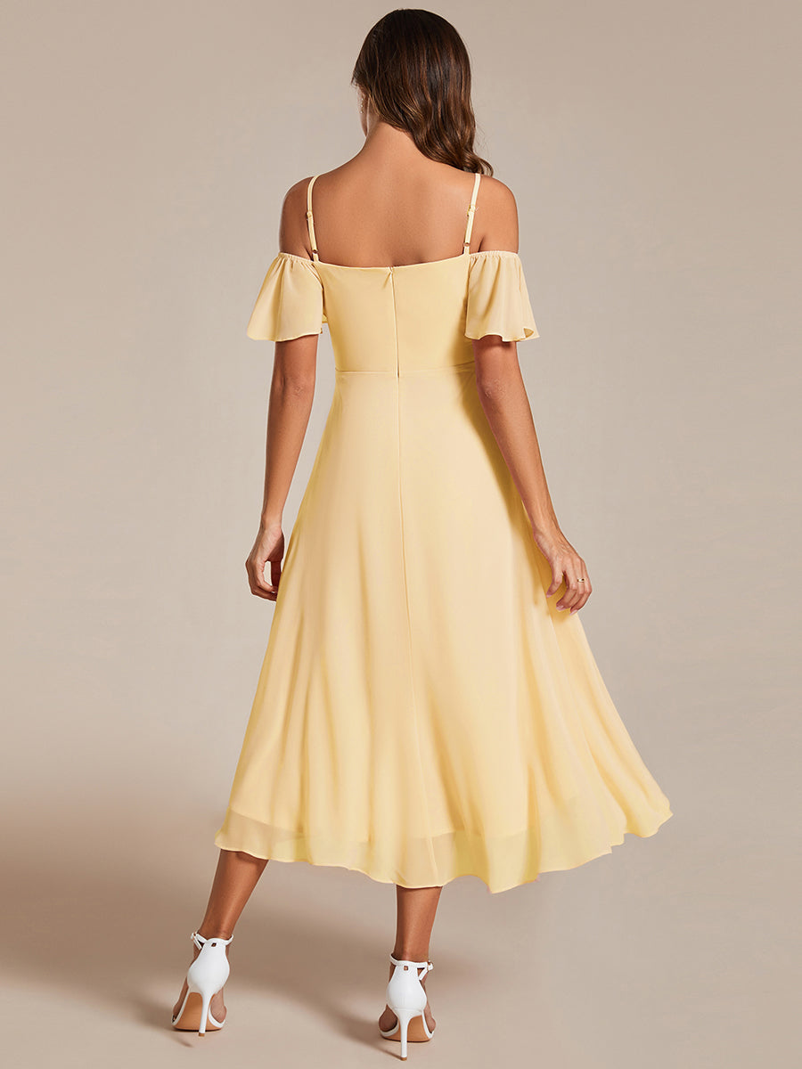 ever JORDANE|Spaghetti Strap Cold Shoulder Chiffon A-Line Midi Bridesmaid Dress