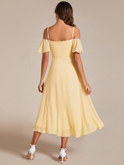 ever JORDANE|Spaghetti Strap Cold Shoulder Chiffon A-Line Midi Wedding Guest Dress