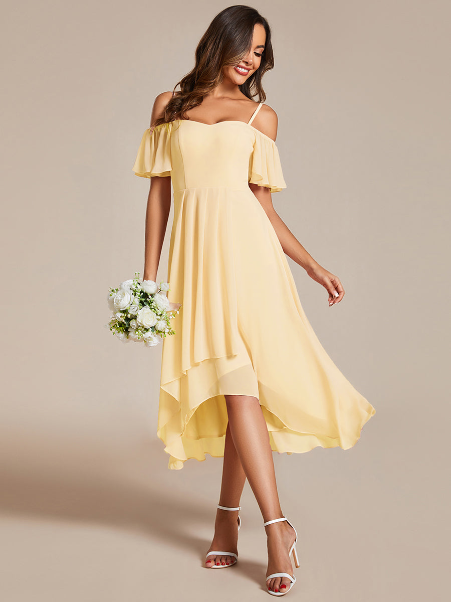 ever JORDANE|Spaghetti Strap Cold Shoulder Chiffon A-Line Midi Bridesmaid Dress