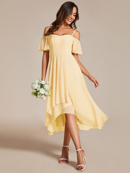 ever JORDANE|Spaghetti Strap Cold Shoulder Chiffon A-Line Midi Bridesmaid Dress