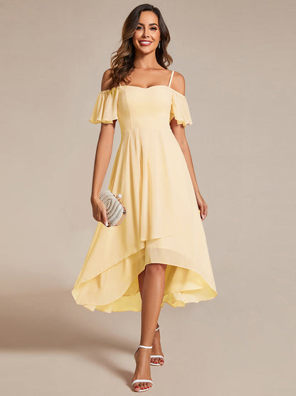 ever JORDANE|Spaghetti Strap Cold Shoulder Chiffon A-Line Midi Bridesmaid Dress