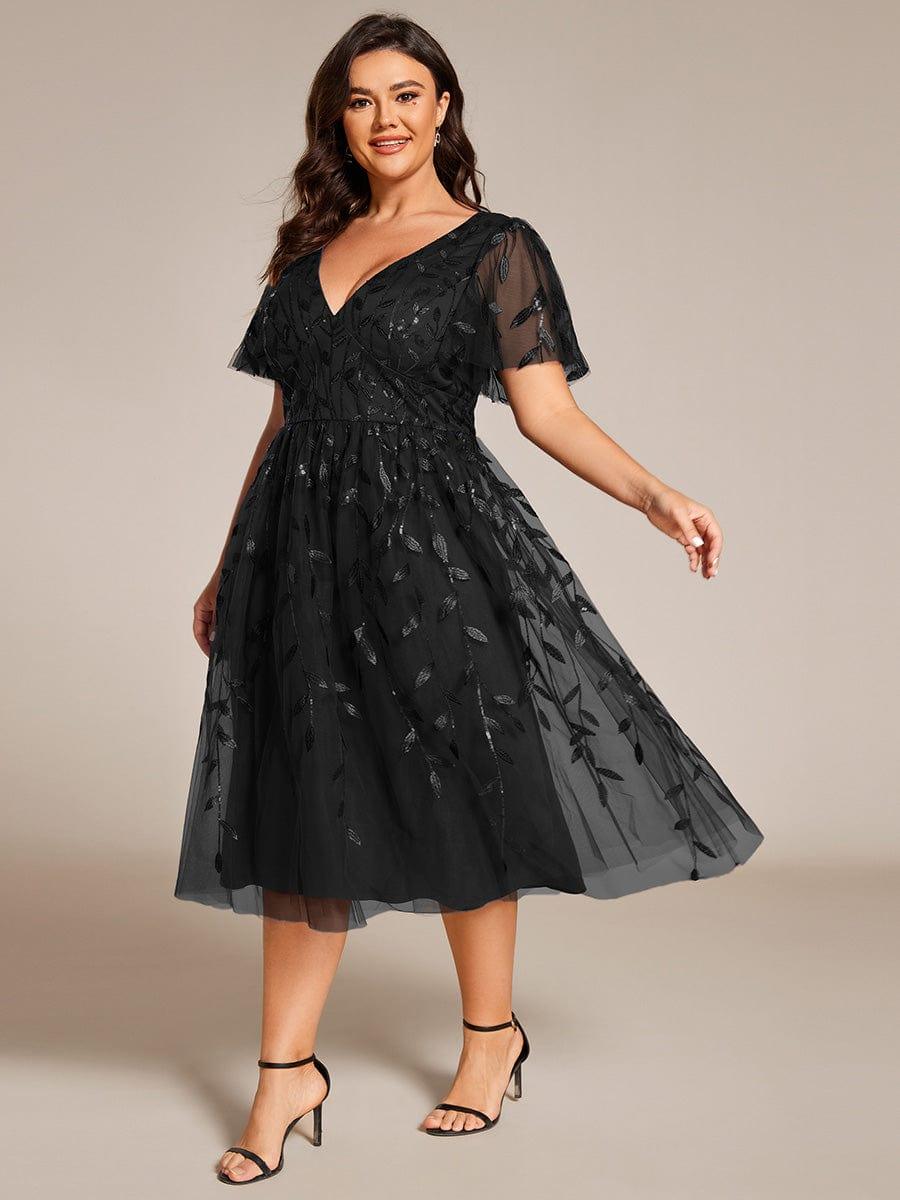 pretty SIMONE|Plus Size Sparkly Midi Cocktail Dress