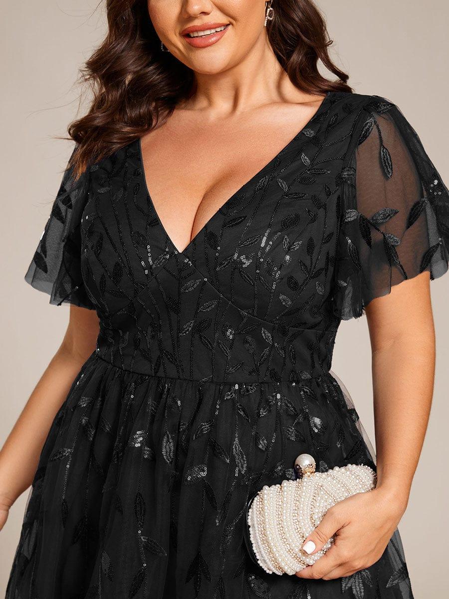 ever SIMONE|Leaf Sequin Midi Formal Evening Party Dress