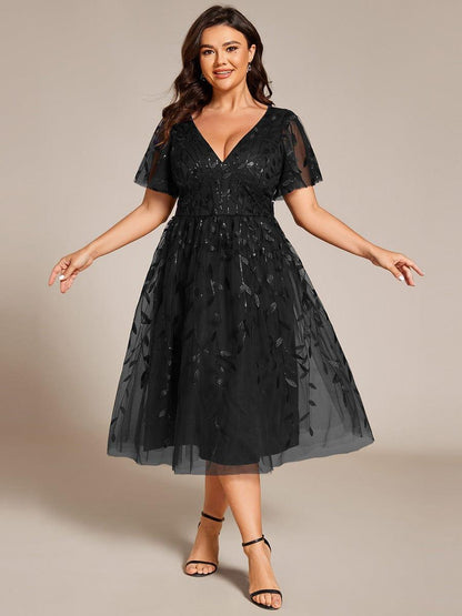 pretty SIMONE|Plus Size Sparkly Midi Cocktail Dress