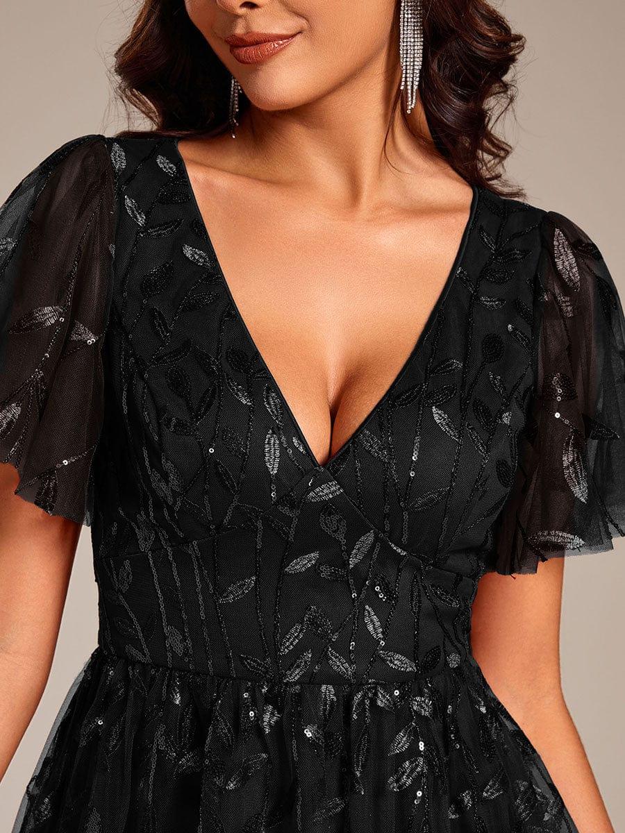 ever SIMONE|Leaf Sequin Midi Formal Evening Party Dress