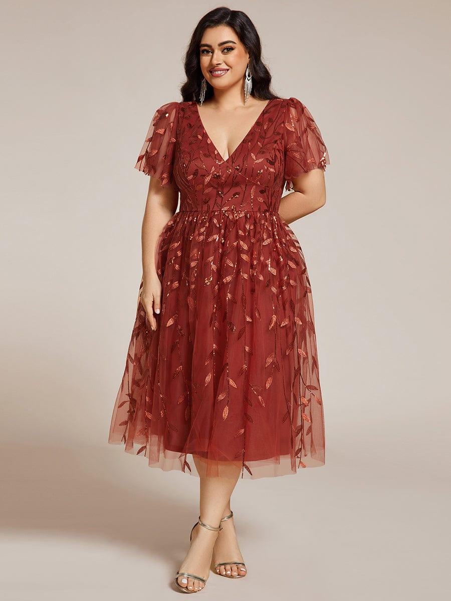 pretty SIMONE|Plus Size Sparkly Midi Cocktail Dress