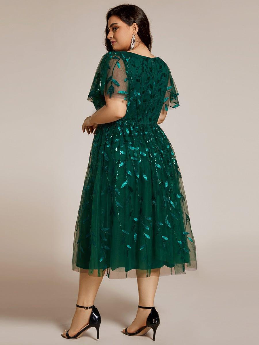 ever SIMONE|Leaf Sequin Midi Formal Evening Party Dress