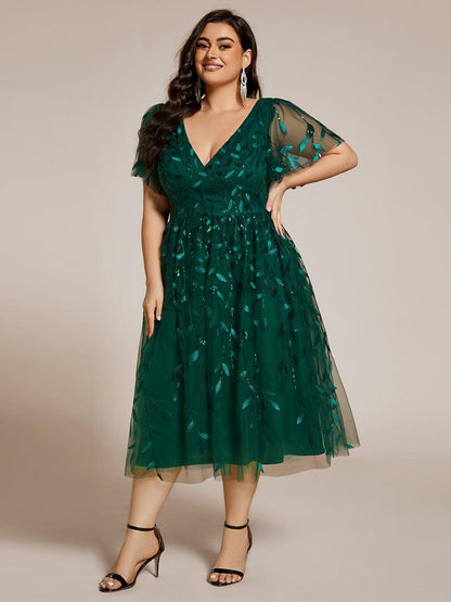 pretty SIMONE|Plus Size Sparkly Midi Cocktail Dress