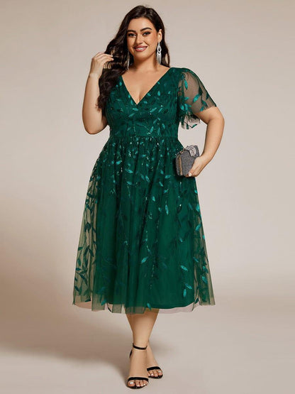pretty SIMONE|Plus Size Sparkly Midi Cocktail Dress
