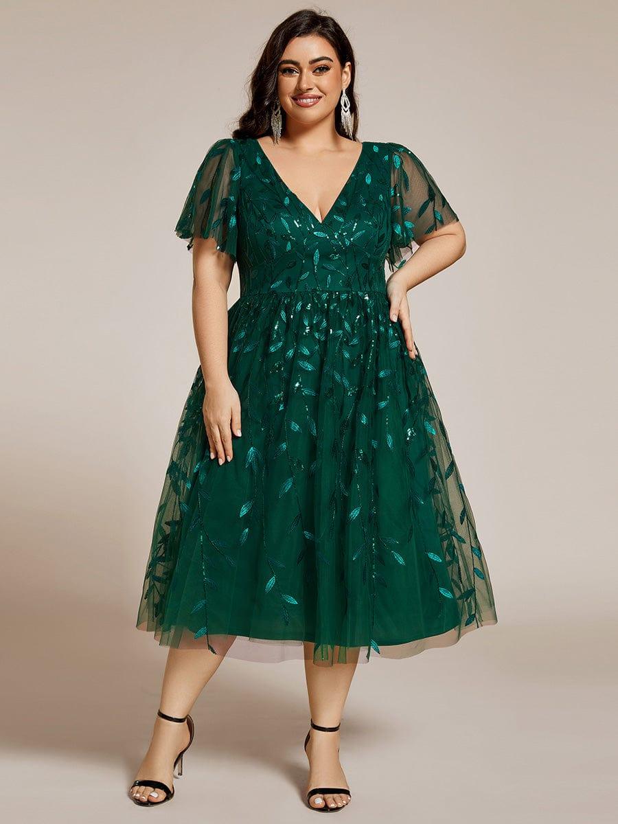 pretty SIMONE|Plus Size Sparkly Midi Cocktail Dress