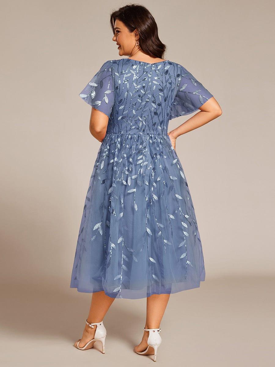 ever SIMONE|Leaf Sequin Midi Formal Evening Party Dress