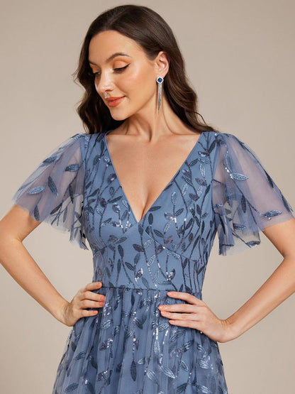 ever SIMONE|Leaf Sequin Midi Formal Evening Party Dress