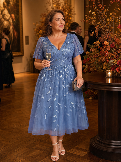 pretty SIMONE|Plus Size Sparkly Midi Cocktail Dress