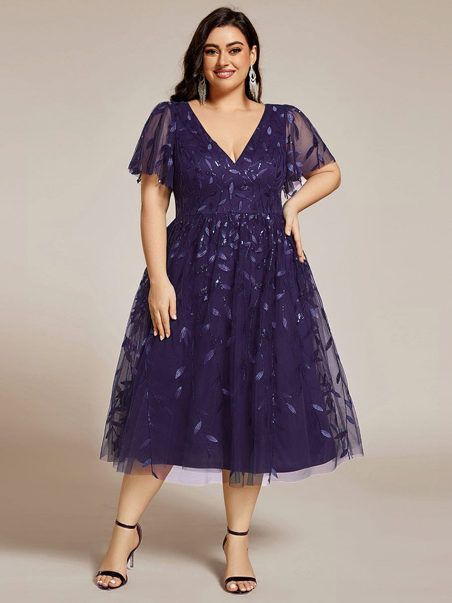 pretty SIMONE|Plus Size Sparkly Midi Cocktail Dress