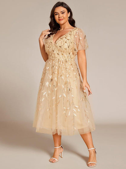 pretty SIMONE|Plus Size Sparkly Midi Cocktail Dress