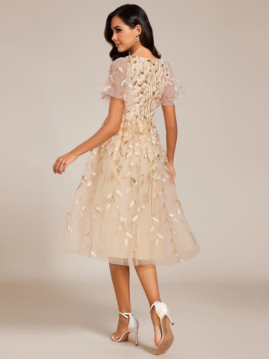 ever SIMONE|Leaf Sequin Midi Formal Evening Party Dress