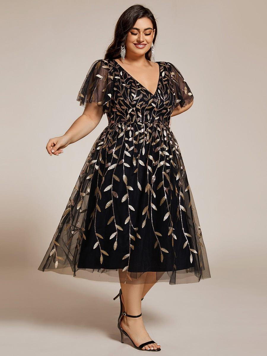 pretty SIMONE|Plus Size Sparkly Midi Cocktail Dress