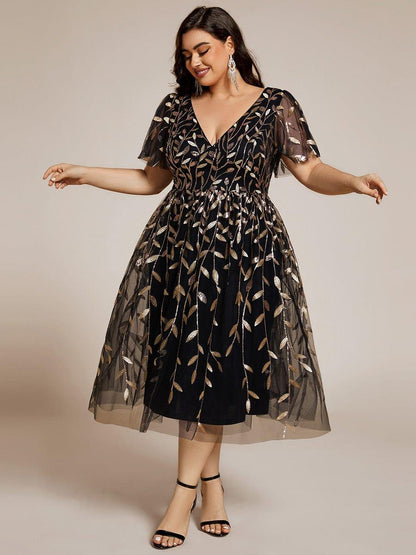 pretty SIMONE|Plus Size Sparkly Midi Cocktail Dress