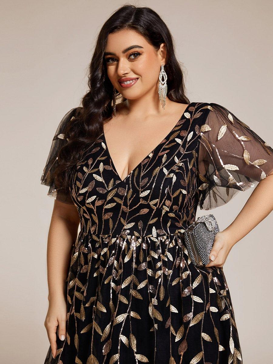 ever SIMONE|Leaf Sequin Midi Formal Evening Party Dress