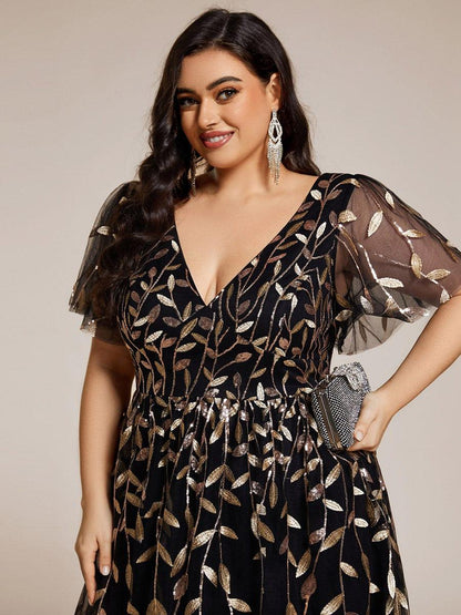 pretty SIMONE|Plus Size Sparkly Midi Cocktail Dress