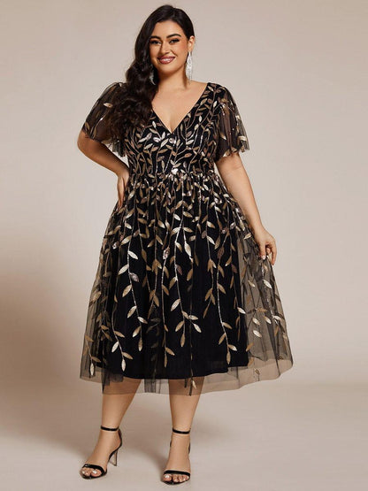 pretty SIMONE|Plus Size Sparkly Midi Cocktail Dress