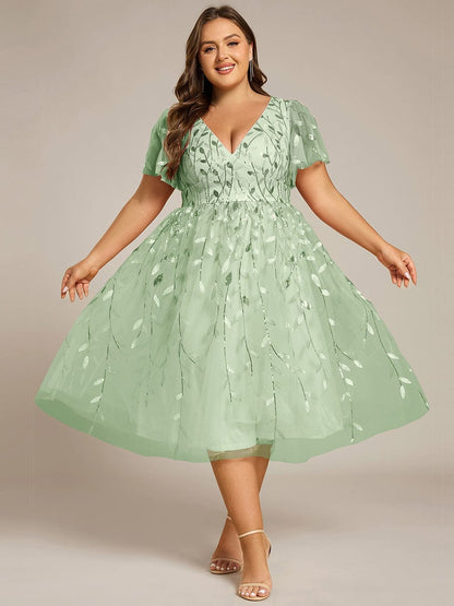pretty SIMONE|Plus Size Sparkly Midi Cocktail Dress