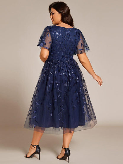 pretty SIMONE|Plus Size Sparkly Midi Cocktail Dress