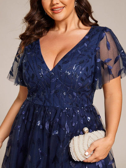 pretty SIMONE|Plus Size Sparkly Midi Cocktail Dress