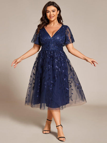 pretty SIMONE|Plus Size Sparkly Midi Cocktail Dress
