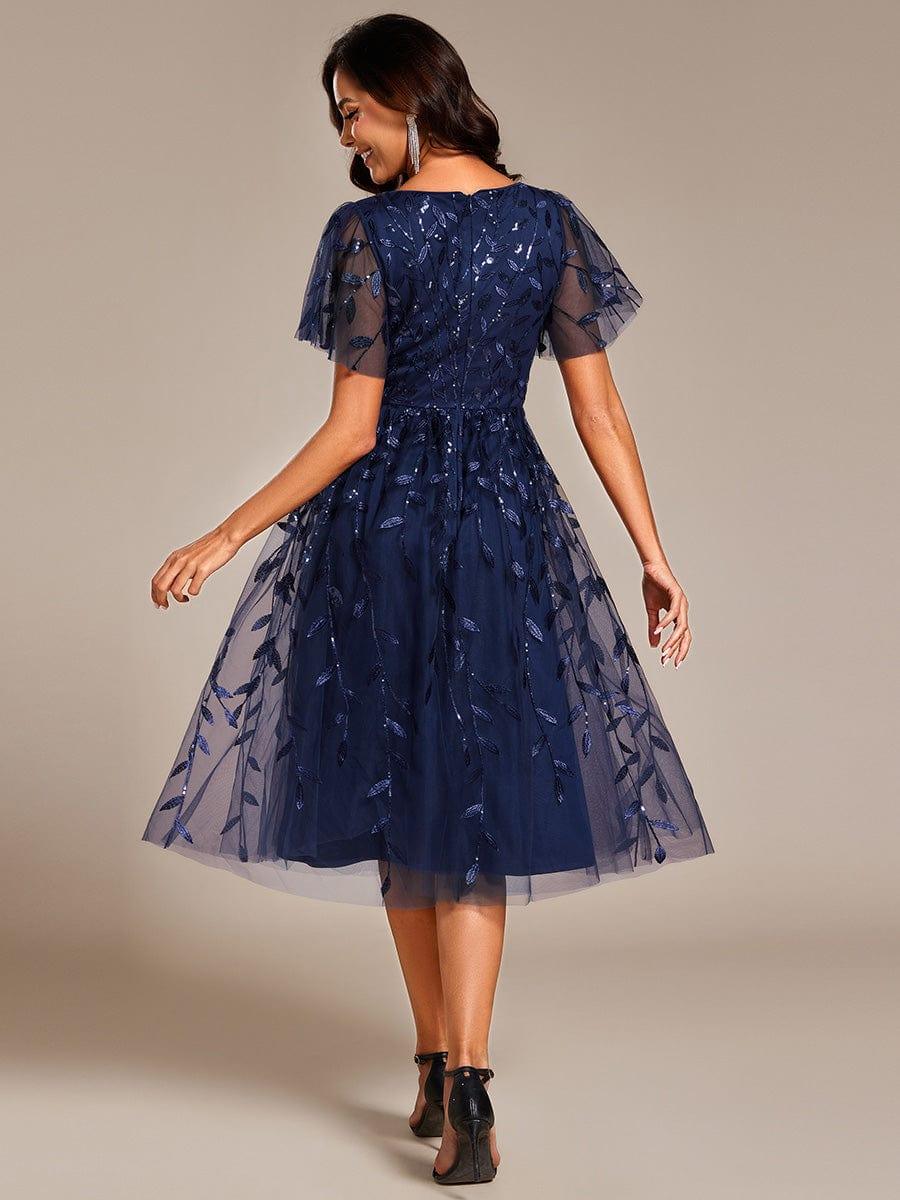 ever SIMONE|Leaf Sequin Midi Formal Evening Party Dress