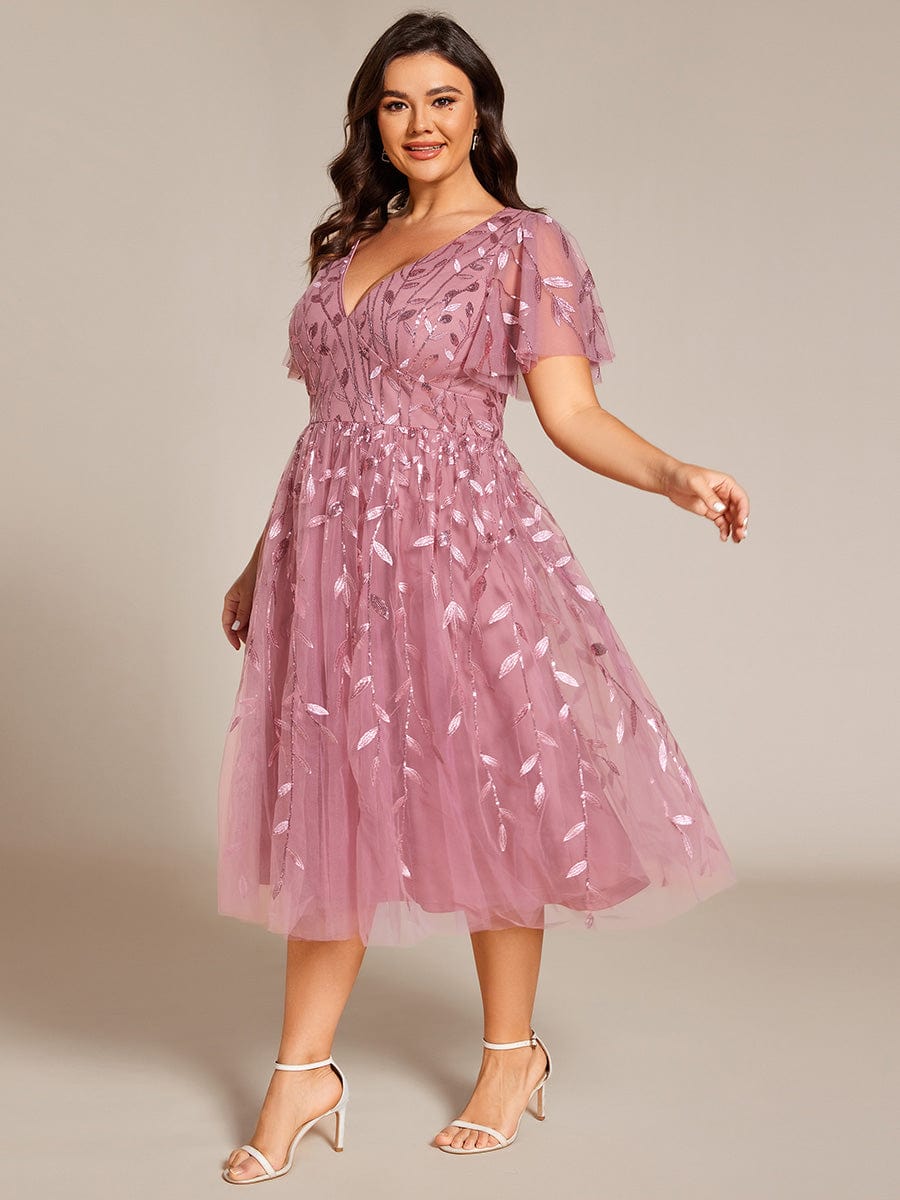 pretty SIMONE|Plus Size Sparkly Midi Cocktail Dress
