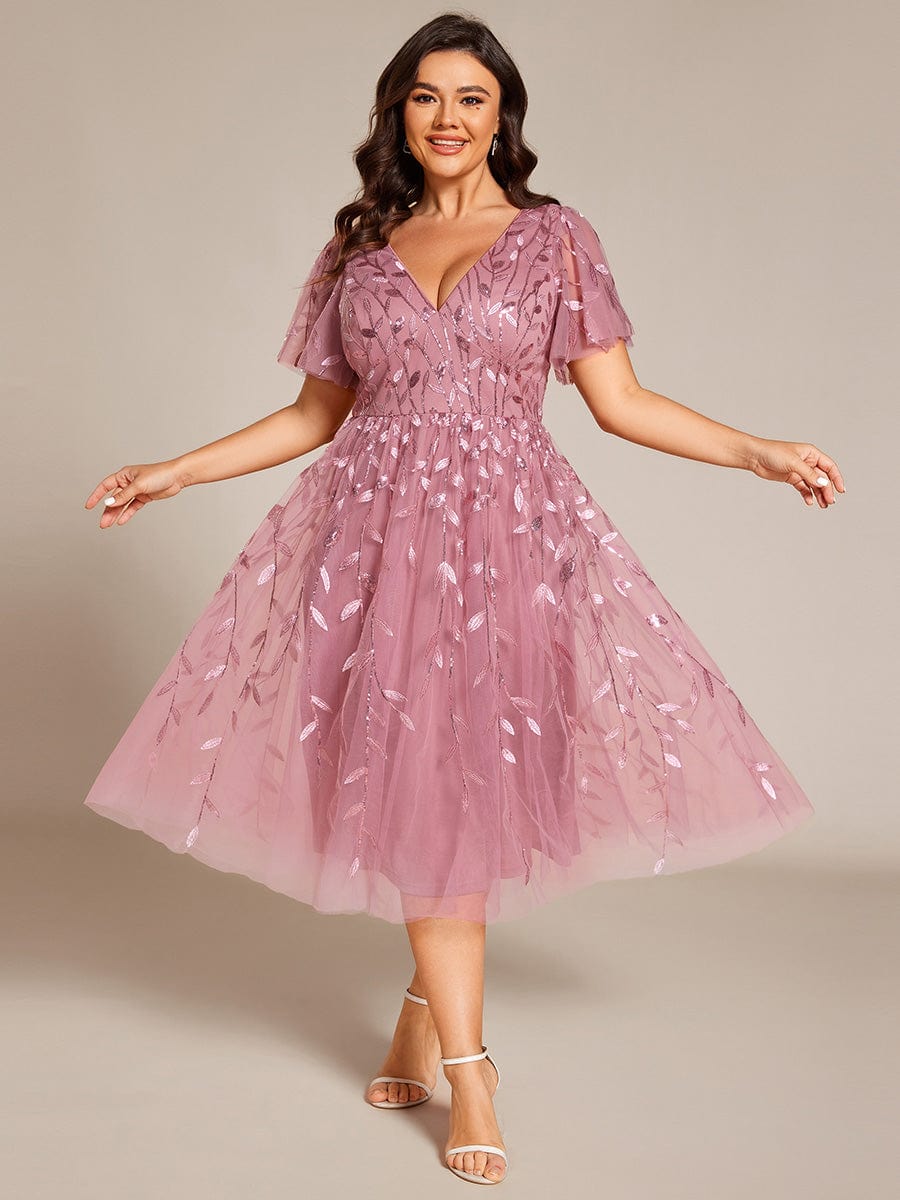 pretty SIMONE|Plus Size Sparkly Midi Cocktail Dress