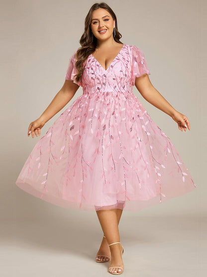 pretty SIMONE|Plus Size Sparkly Midi Cocktail Dress