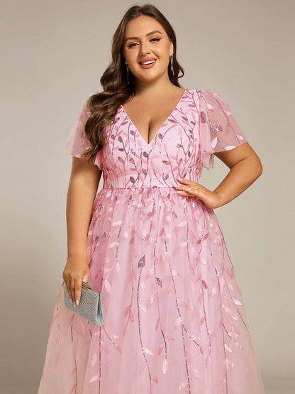 ever SIMONE|Leaf Sequin Midi Formal Evening Party Dress