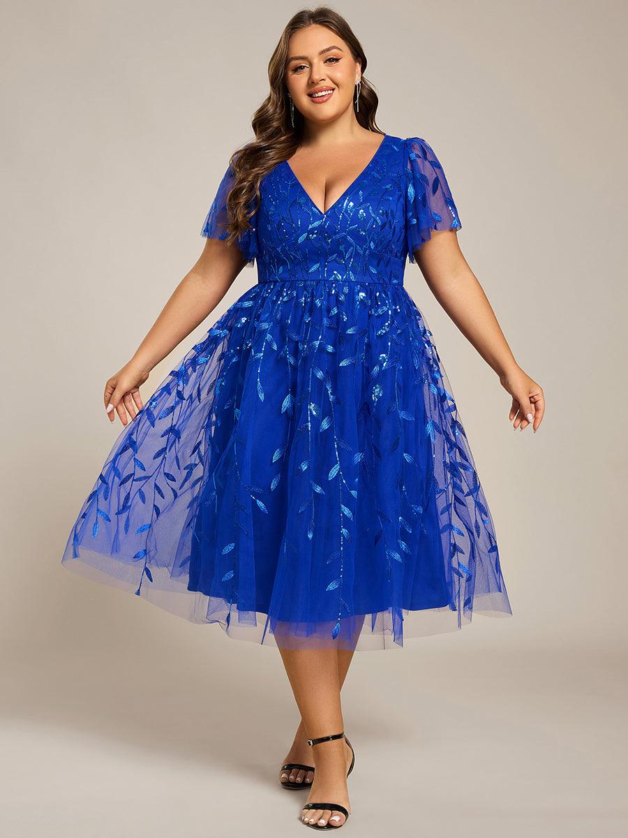 pretty SIMONE|Plus Size Sparkly Midi Cocktail Dress